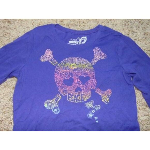 Girls 2 Shirts Sugar Tart Place 14 Purple Embroidered Skull Long Sleeve Tops - Picture 8 of 10